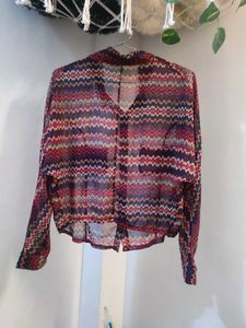 Multicolored sheer oversized shirt