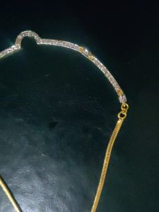 American Diamond (AD) White Color Hasli/Choker/Pendant with Chain for Girls