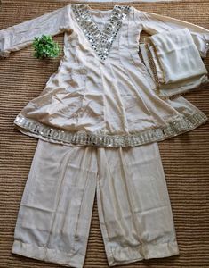 Cream Embroidered Salwar Suit