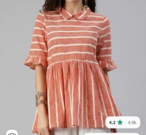 Not Used Striped Peter Pan Collar Top Size XXL