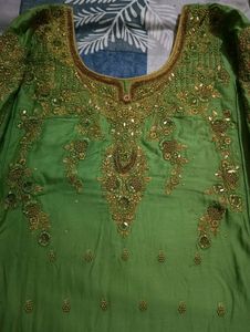 Green Colour Embriodey Work Suit