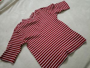 Beautiful Jean Top With Stripes...And Comfortable