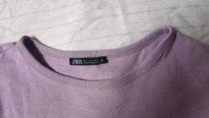 Zara Lilac Ribbed Crop Top - Size M