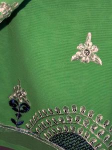 New Green Embroidered Saree