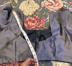 Grey georgette Saree with satin blouse