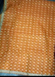 Fancy Orange Lace Saree