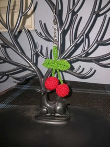 Cherry Crochet Keychain