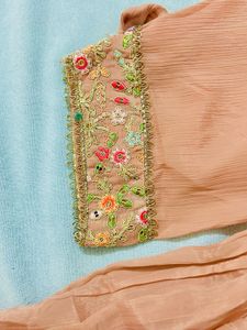 Peach Embroidered Anarkali Dress