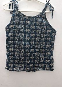 Elephant Ethnic Print Tie Top