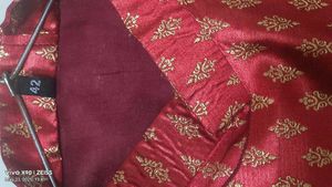 Burgundy &amp; Gold Jacquard Kurta