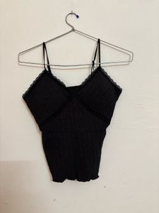 Black Lace Trim Cami Top