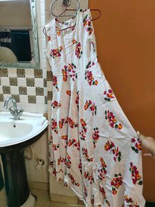 White Anarkali Kurta With Dupatta