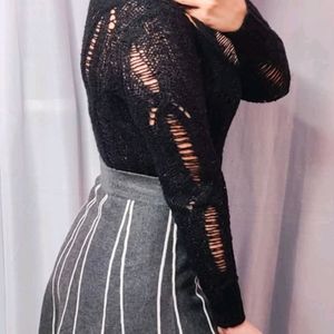 Jennifer Lopez Black Knitted Top with Sequins