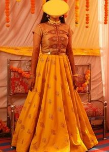 Bridal Haldi Outfit Crop Top With Ghagara