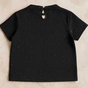Black Sparkly Keyhole Tee Top