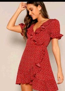 Red Polka Dot Wrap Dress ( Unused)