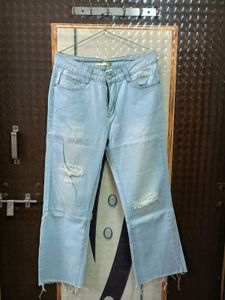 Ripped Light Wash Wide Leg Jeans