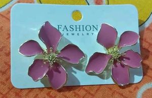 Pink Flower Statement Earrings