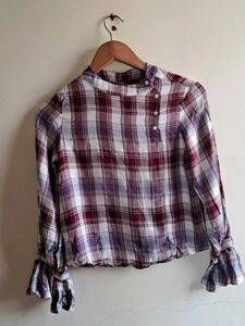 Chic Flannel Collar Neck Top