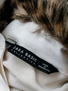 Zara White Blouse with Fur Collar