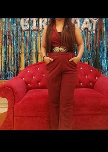 Burgundy Sleeveless Jumpsuit