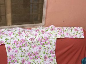 Brand New Floral Print CottonKurti With Pink Botto