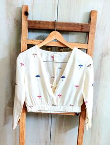 Printed Cotton Crop Top Size-30-Small