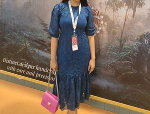 Blue Bodycon Midi Dress 👗