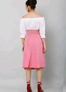 Pink &amp; White Fit and Flare Dress (BK)