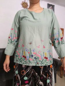Green Floral Top
