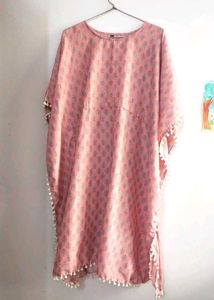 Peach Printed Kaftan Dress