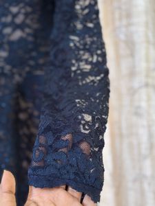 My Michelle Navy Blue Lace Sparkly Dress