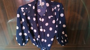Unused Beautiful Navy Blue Top With Pulka Dott Top