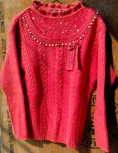 Vintage Pink Fuzzy Knit Sweater