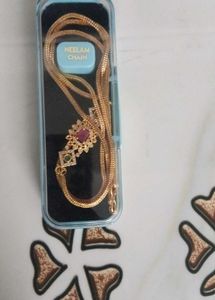 Elegant Gold-Plated Chain  with Ruby Pendant