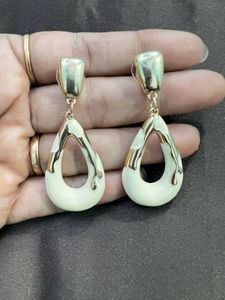 Offwhite And Golden Dangle Earrings
