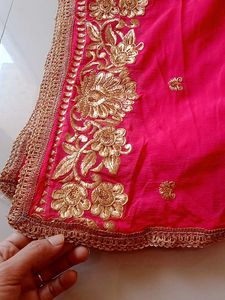Heavy Zari Work Dark Pink/Peach Colour Suit