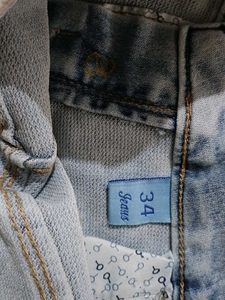 Denim Shorts with Pearl Detail