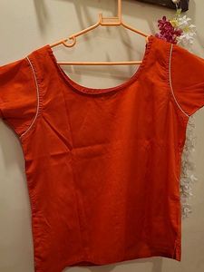 Embroidered Orange Blouse