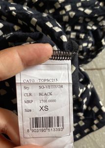 Remanika Black Printed Lenzing Modal Top–Size Xs