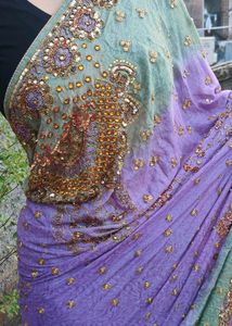 Elegant Purple hend work Saree