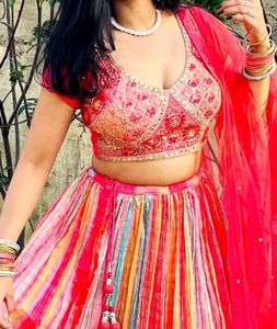 Pink Embroidered Lenga Choli