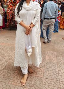 White Chikankari Embroidered Kurta Set