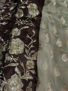 Used Saree Heavy Golden Zari Work And Stone Half W
