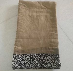 Biege Saree With Floral Border