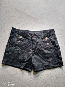 Black Embellished Women's Shorts