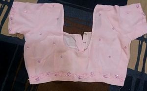 Elegant Festive Pink Beads Saree With Blouse