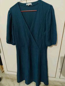 One Piece Navy Blue Dress With Front Slit