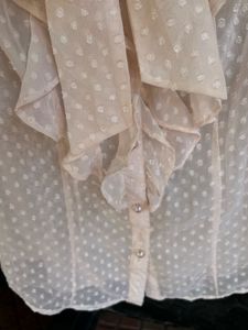 Ruffled Sheer Button-Down Top