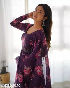 Floral Print Ethnic Gown